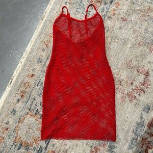 Urban outfitters red mesh mini dress